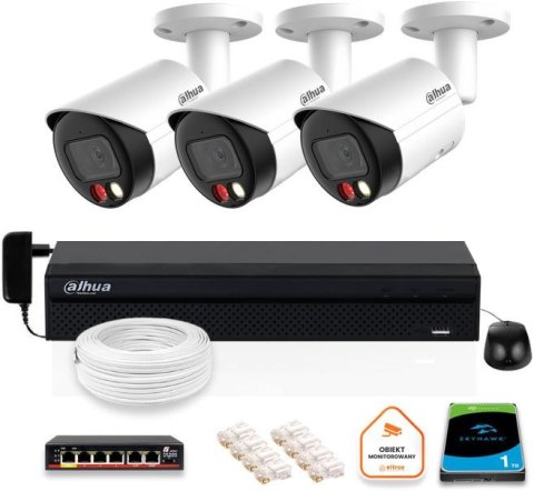 Zestaw monitoringu IP Dahua 8mpx 4K 3 kamery IPC-HFW2849S-S-IL z dyskiem 1TB Zestaw monitoringu IP Dahua 8mpx 4K 3 kamery IPC-HFW2849S-S-IL z dyskiem 1TB