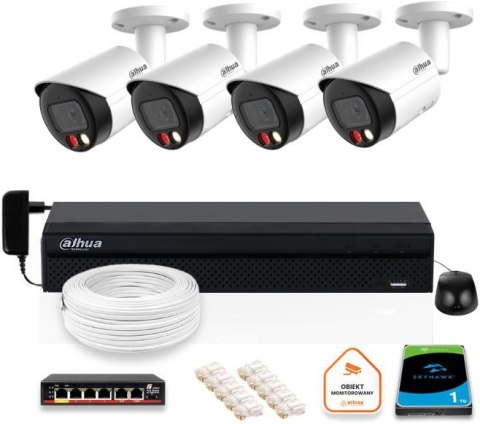 Zestaw monitoringu IP Dahua 8mpx 4K 4 kamery IPC-HFW2849S-S-IL z dyskiem 1TB Zestaw monitoringu IP Dahua 8mpx 4K 4 kamery IPC-HFW2849S-S-IL z dyskiem 1TB