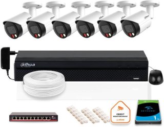 Zestaw monitoringu IP Dahua 8mpx 4K 6 kamer IPC-HFW2849S-S-IL z dyskiem 1TB