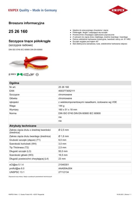 SZCZYPCE TNĄCE PÓŁOKRĄGŁE WYGIĘTE IZOLOWANE 160MM SZCZYPCE TNĄCE PÓŁOKRĄGŁE WYGIĘTE IZOLOWANE 160MM