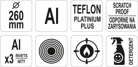 PATELNIA ALUMINIOWA DO NALEŚNIKÓW TEFLON 260MM. YATO GASTRO PATELNIA ALUMINIOWA DO NALEŚNIKÓW TEFLON 260MM. YATO GASTRO