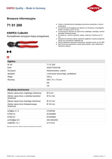 SZCZYPCE TNĄCE PRZEGUBOWE COBOLT 200MM SZCZYPCE TNĄCE PRZEGUBOWE COBOLT 200MM