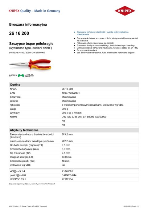 SZCZYPCE TNĄCE PÓŁOKRĄGŁE IZOLOWANE 200MM SZCZYPCE TNĄCE PÓŁOKRĄGŁE IZOLOWANE 200MM