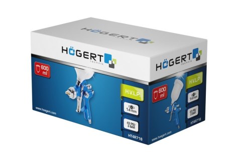PISTOLET LAKIERNICZY HVLP, GÓRNY ZBIORNIK 600ML. HOGERT PISTOLET LAKIERNICZY HVLP, GÓRNY ZBIORNIK 600ML. HOGERT