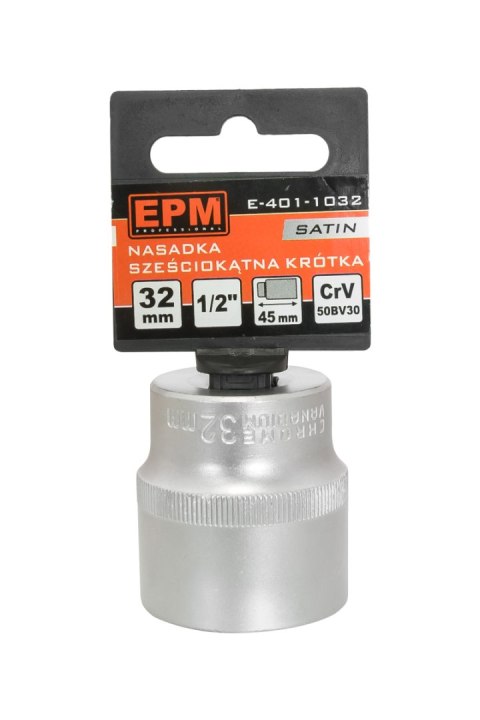 NASADKA KRÓTKA 1/2'' 6-KĄTNA SATIN 18MM EPM NASADKA KRÓTKA 1/2'' 6-KĄTNA SATIN 18MM EPM