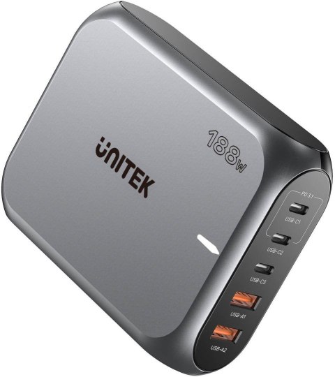 Ładowarka sieciowa Unitek 2xUSB-A 3xUSB-C GAN 188W Ładowarka sieciowa Unitek 2xUSB-A 3xUSB-C GAN 188W