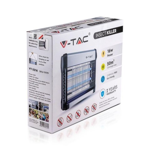 Lampa Owadobójcza V-TAC 2x8W 50m2 354x93mm VT-3216 Lampa Owadobójcza V-TAC 2x8W 50m2 354x93mm VT-3216
