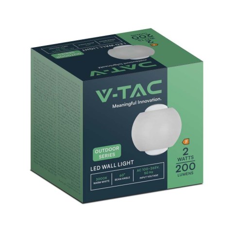 Oprawa Ścienna Góra Dół V-TAC 2W LED IP54 Biała VT-2502 3000K 200lm Oprawa Ścienna Góra Dół V-TAC 2W LED IP54 Biała VT-2502 3000K 200lm