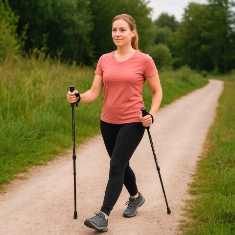 Kijki kije trekkingowe do nordic walking składane 2 sztuki czarne Kijki kije trekkingowe do nordic walking składane 2 sztuki czarne