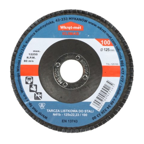 TARCZA LISTKOWA DO STALI TSL-125100 125 mm WKRĘT-MET KLIMAS TARCZA LISTKOWA DO STALI TSL-125100 125 mm WKRĘT-MET KLIMAS