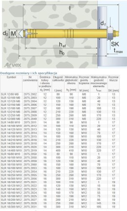 KOŁEK STALOWY 12*80/M8 2075.2002 ARVEX
