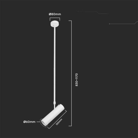 Oprawa Sufitowa V-TAC GU10 Regulowana 830-1170mm Biała VT-7900 3 Lata Gwarancji Oprawa Sufitowa V-TAC GU10 Regulowana 830-1170mm Biała VT-7900 3 Lata Gwarancji