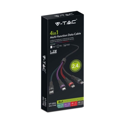 Przewód 4w1 1,2Mb V-TAC PD 2,4A VT-5351 Przewód 4w1 1,2Mb V-TAC PD 2,4A VT-5351