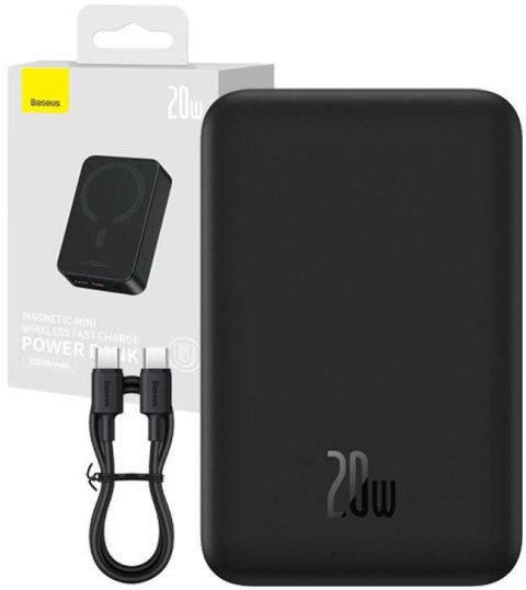 Powerbank Baseus Magnetic Mini PPCX150001 20000mAh 20W PD ŁADOWANIE INDUKCYJNE Qi USB-C KABEL USB-C Powerbank Baseus Magnetic Mini PPCX150001 20000mAh 20W PD ŁADOWANIE INDUKCYJNE Qi USB-C KABEL USB-C