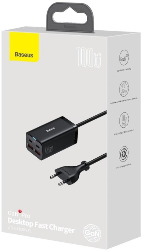 ŁADOWARKA SIECIOWA Baseus GaN 3 Pro Desktop Fast Charger CCGP000101 100W 2x USB-A 2x USB-C PD 3.0 QC 4.0+ ŁADOWARKA SIECIOWA Baseus GaN 3 Pro Desktop Fast Charger CCGP000101 100W 2x USB-A 2x USB-C PD 3.0 QC 4.0+