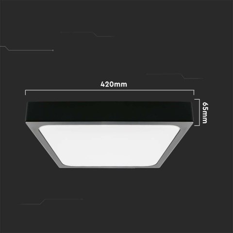 Plafon V-TAC 30W LED Kwadrat IP44 42x42cm Czarny VT-8630B-SQ 3000K 3000lm Plafon V-TAC 30W LED Kwadrat IP44 42x42cm Czarny VT-8630B-SQ 3000K 3000lm