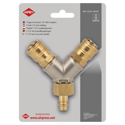 TRÓJNIK TYP Y 1/2' Z SZYBKOZŁĄCZAMI I WTYKIEM EURO AIRPRESS TRÓJNIK TYP Y 1/2' Z SZYBKOZŁĄCZAMI I WTYKIEM EURO AIRPRESS