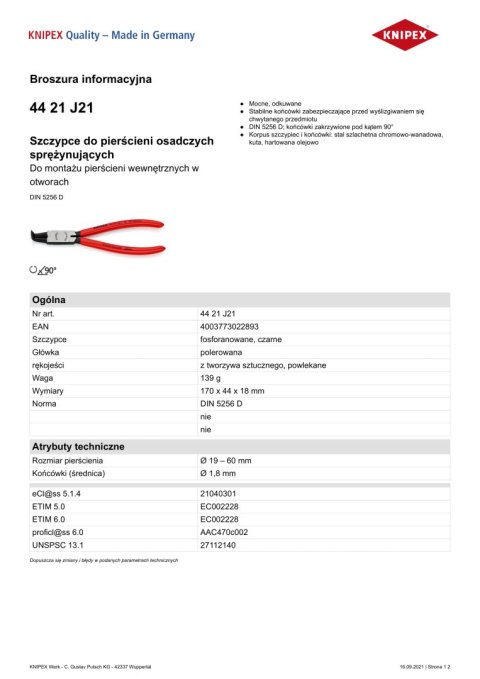 SZCZYPCE DO PIERŚCIENI SEGERA WYGIĘTE 90° WEWNĘTRZNE 170MM SZCZYPCE DO PIERŚCIENI SEGERA WYGIĘTE 90° WEWNĘTRZNE 170MM