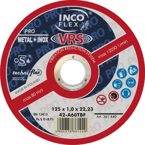 TARCZA WYPUKŁA T27 125*1.6*22 A46TBF-VRS TECHNIFLEX TARCZA WYPUKŁA T27 125*1.6*22 A46TBF-VRS TECHNIFLEX
