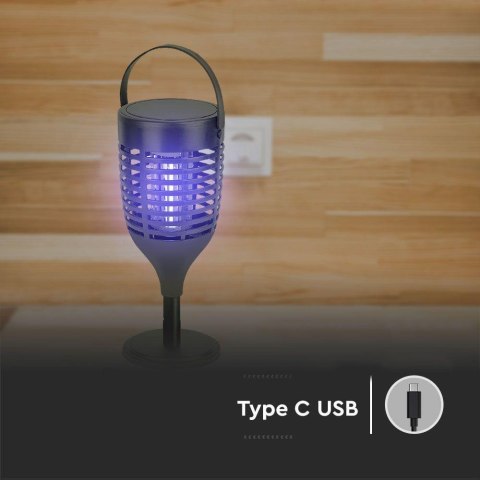 Lampa Hybrydowa Solarna Owadobójcza V-TAC 3w1 1000V Ładowanie USB-C VT-3215