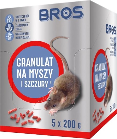 GRANULAT NA MYSZY I SZCZURY 1KG - 5 SASZETEK 200G BROS GRANULAT NA MYSZY I SZCZURY 1KG - 5 SASZETEK 200G BROS