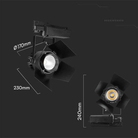 Oprawa Szynosystem 3F V-TAC 33W LED SAMSUNG CHIP CRI90+ Czarna VT-433 4000K 3000lm 5 Lat Gwarancji