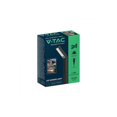 Słupek Ogrodowy V-TAC Solarny LED 1,7W 2w1 Baza+Szpilka Wbijana 85cm VT-10185 3000K-4000K-6500K 80lm 3 Lata Gwarancji