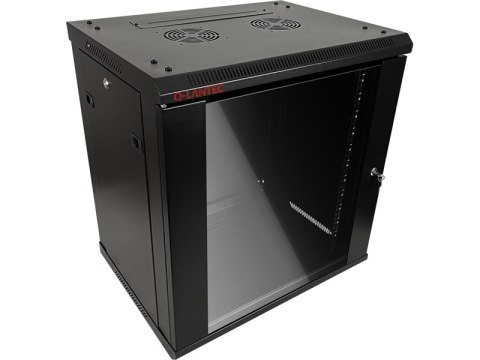 Szafa wisząca 19" 12U 600x450, drzwi szklane jednoskrzydłowe, tył osłona pełna demontowalna, osłony boczne pełne demontowalne za