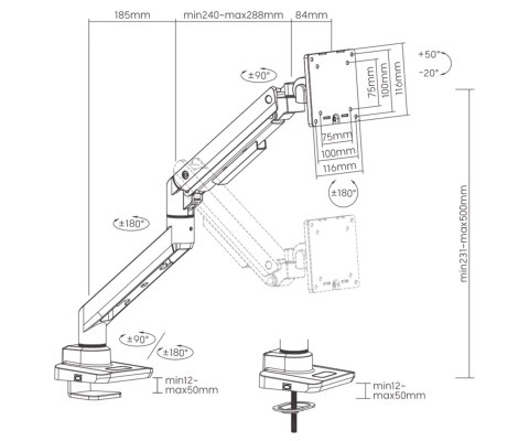 UCHWYT BIURKOWY MONITORA BRATECK-LDT69-C012 BRATECK