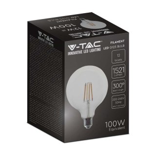 Żarówka LED V-TAC 12W filament E27 kula glob G125 VT-2143 3000K 1521lm