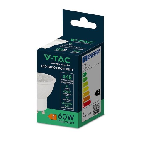 Żarówka LED V-TAC GU10 6W 10st VT-249 4000K 445lm 5 lat gwarancji