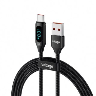 Kabel USB-A / USB-C Voltage PowerDisplay 66W 100cm czarny