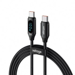 Kabel USB-C / USB-C Voltage PowerDisplay 100W PD 100cm czarny