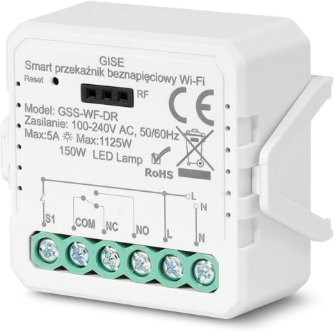 GISE Smart Pojedynczy moduł przekaźnikowy bezpotencjałowy WiFi | Tuya | GSS-WF-DR