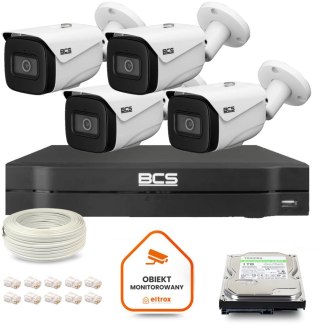 Zestaw monitoringu IP BCS Line 4x Kamera BCS-L-TIP25FSR5-Ai1 Rejestrator z dyskiem