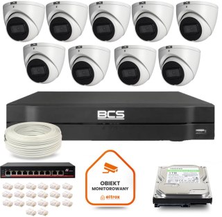 Zestaw monitoringu IP BCS Line 9x Kamera BCS-L-EIP14FSR3-AI1 Rejestrator z dyskiem