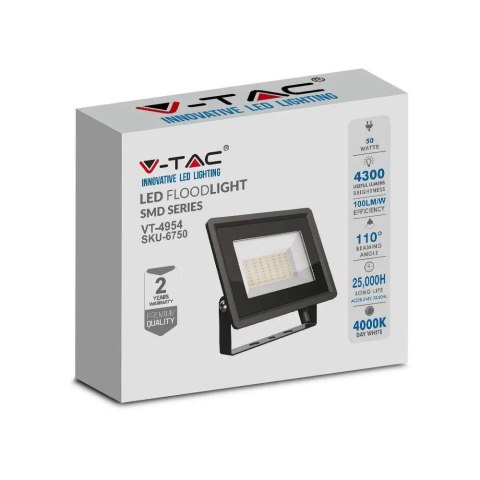 Projektor LED V-TAC 50W SMD F-class czarny VT-4954 6500K 4300lm
