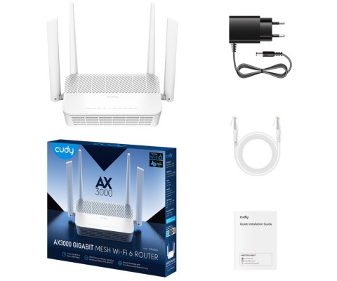 ROUTER WR3000S Wi-Fi 6 2.4 GHz, 5 GHz 574 Mb/s + 2402 Mb/s CUDY