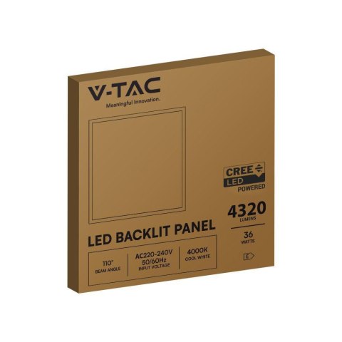 Panel LED V-TAC 36W 600x600 LED CREE CHIP zasilacz LIFUD backlight 33mm 120Lm/W VT-61036 4000K 4320lm 6 lat gwarancji