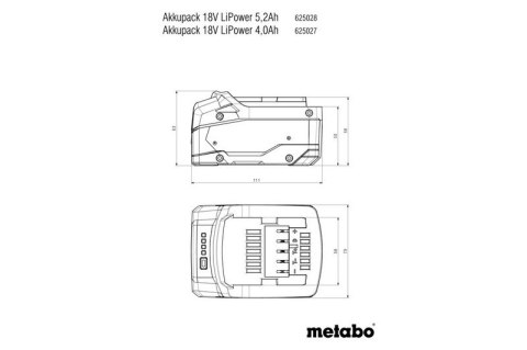 AKUMULATOR LI-POWER 18V 4.0 AH METABO AKUMULATOR LI-POWER 18V 4.0 AH METABO