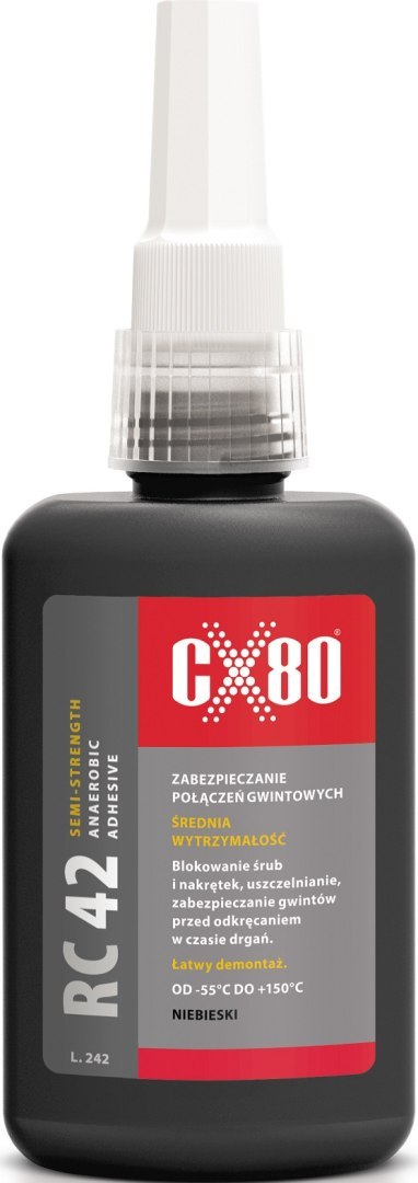 KLEJ ANAEROBOWY RC-42 DO GWINTÓW ŚRUB ŚREDNI 50ML CX-80 KLEJ ANAEROBOWY RC-42 DO GWINTÓW ŚRUB ŚREDNI 50ML CX-80