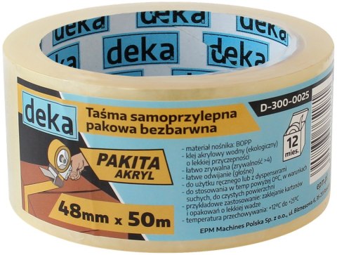 TAŚMA PAKOWA BEZBARWNA 48MM*50M DEKA TAŚMA PAKOWA BEZBARWNA 48MM*50M DEKA