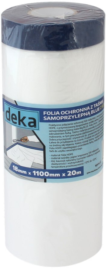 FOLIA OCHRONNA Z TAŚMĄ NIEBIESKĄ 110CM*20M DEKA FOLIA OCHRONNA Z TAŚMĄ NIEBIESKĄ 110CM*20M DEKA