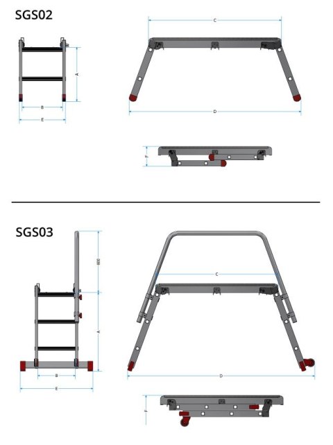 SKŁADANA PLATFORMA ROBOCZA Z PORĘCZĄ SGS3 FARAONE SKŁADANA PLATFORMA ROBOCZA Z PORĘCZĄ SGS3 FARAONE