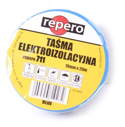 TAŚMA IZOLACYJNA REPERO 711E NIEBIESKA 19MMX20M TAŚMA IZOLACYJNA REPERO 711E NIEBIESKA 19MMX20M