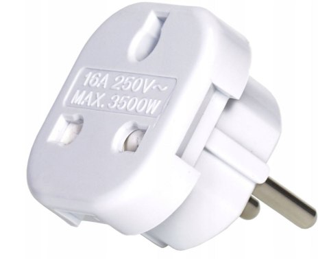 ADAPTER GNIAZDO UK / WTYK PL 16A 2500W, BIAŁE