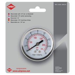 MANOMETR 1/4'' Z TYLNYM GWINTEM AIRPRESS