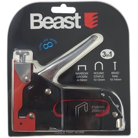 Zszywacz tapicerski metalowy 3-way na zszywki 4-14 mm + 600 zszywek GARTIS! BEAST Zszywacz tapicerski metalowy 3-way na zszywki 4-14 mm + 600 zszywek GARTIS! BEAST