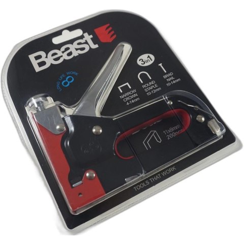 Zszywacz tapicerski metalowy 3-way na zszywki 4-14 mm + 600 zszywek GARTIS! BEAST Zszywacz tapicerski metalowy 3-way na zszywki 4-14 mm + 600 zszywek GARTIS! BEAST