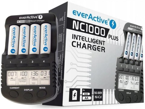 Ładowarka procesorowa do akumulatorków AA / AAA everActive NC-1000 PLUS Ładowarka procesorowa do akumulatorków AA / AAA everActive NC-1000 PLUS